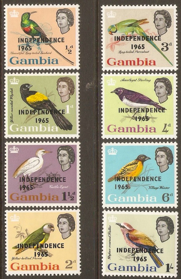 Gambia 1965 Independence Low Values Set. SG215-SG222.